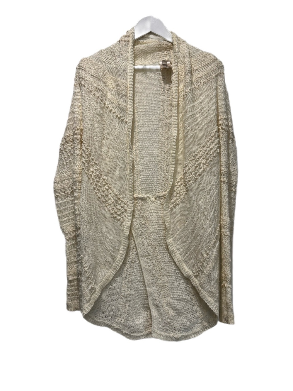 Anthropologie Knitted & Knotted Cream Open Front Cocoon Cardigan - Size M
